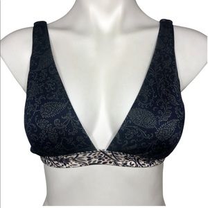 Athleta Navy Aqualuxe Batik Bikini Top - Size Small